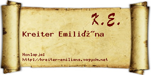 Kreiter Emiliána névjegykártya